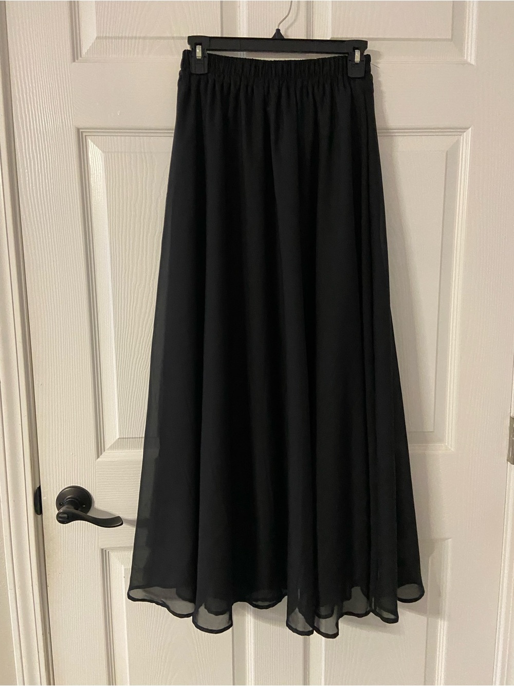 AFIBI 2-in-1 Black Chiffon Convertible Layered Maxi Skirt/Strapless Tube Dress